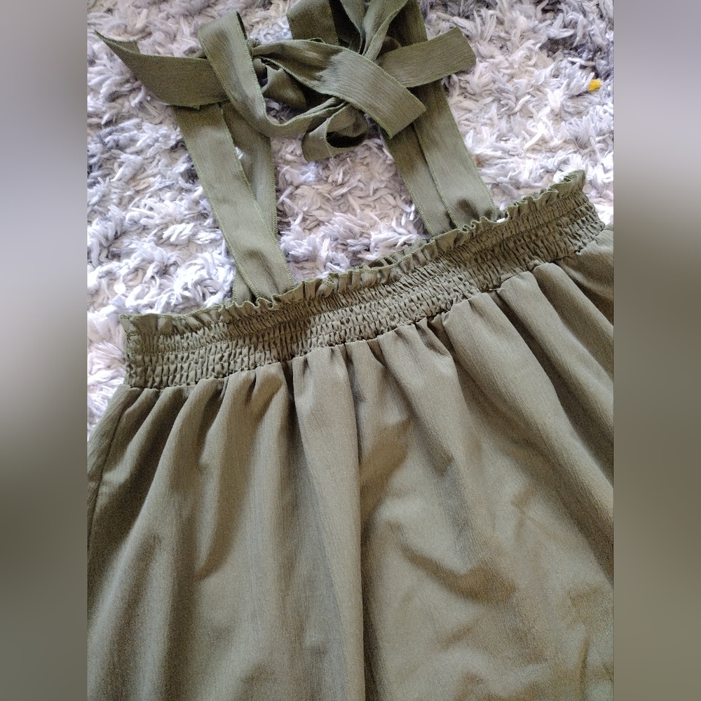 Olive Green Tie Shoulder Suspender Maxi - Picture 7 of 8